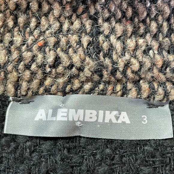 Alembika Wool Blend Long Open Cardigan Jacket Coat Brown Black Size 3/XL Israel - Picture 6 of 16
